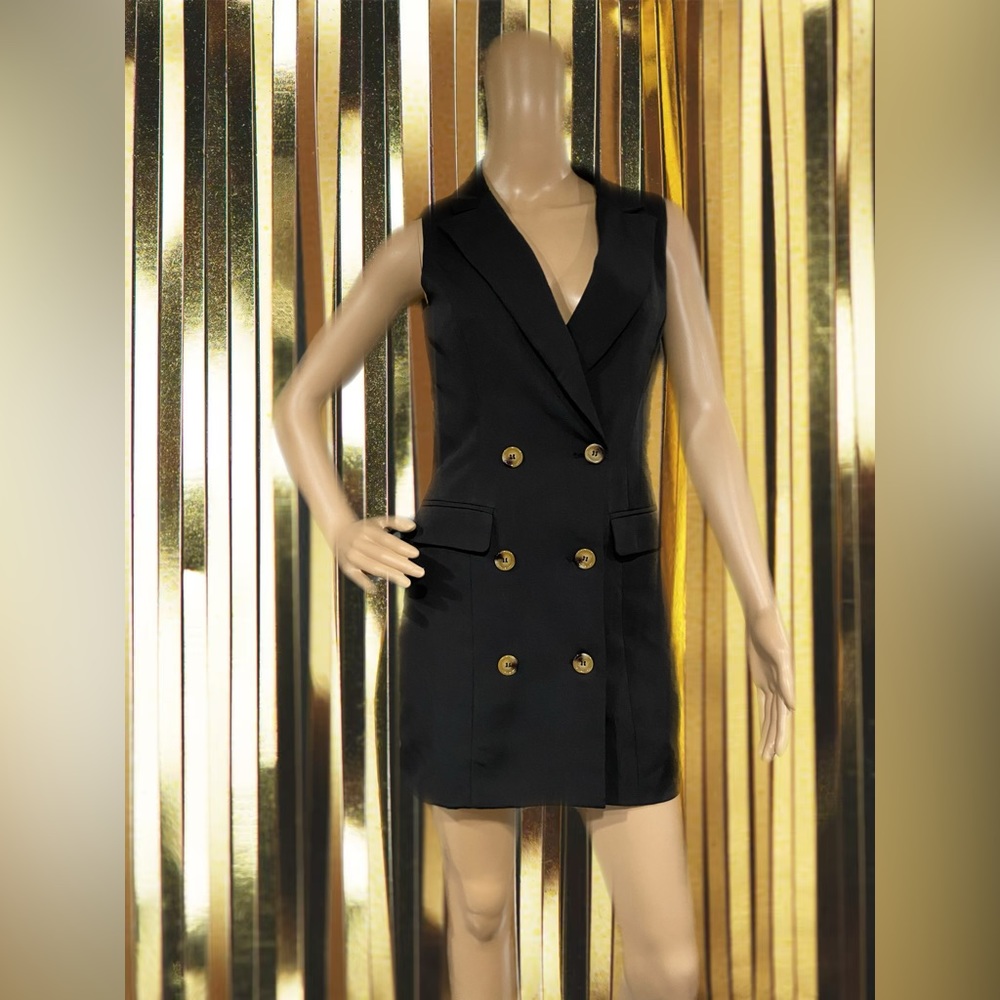 Double Breasted Vest Blazer Dress